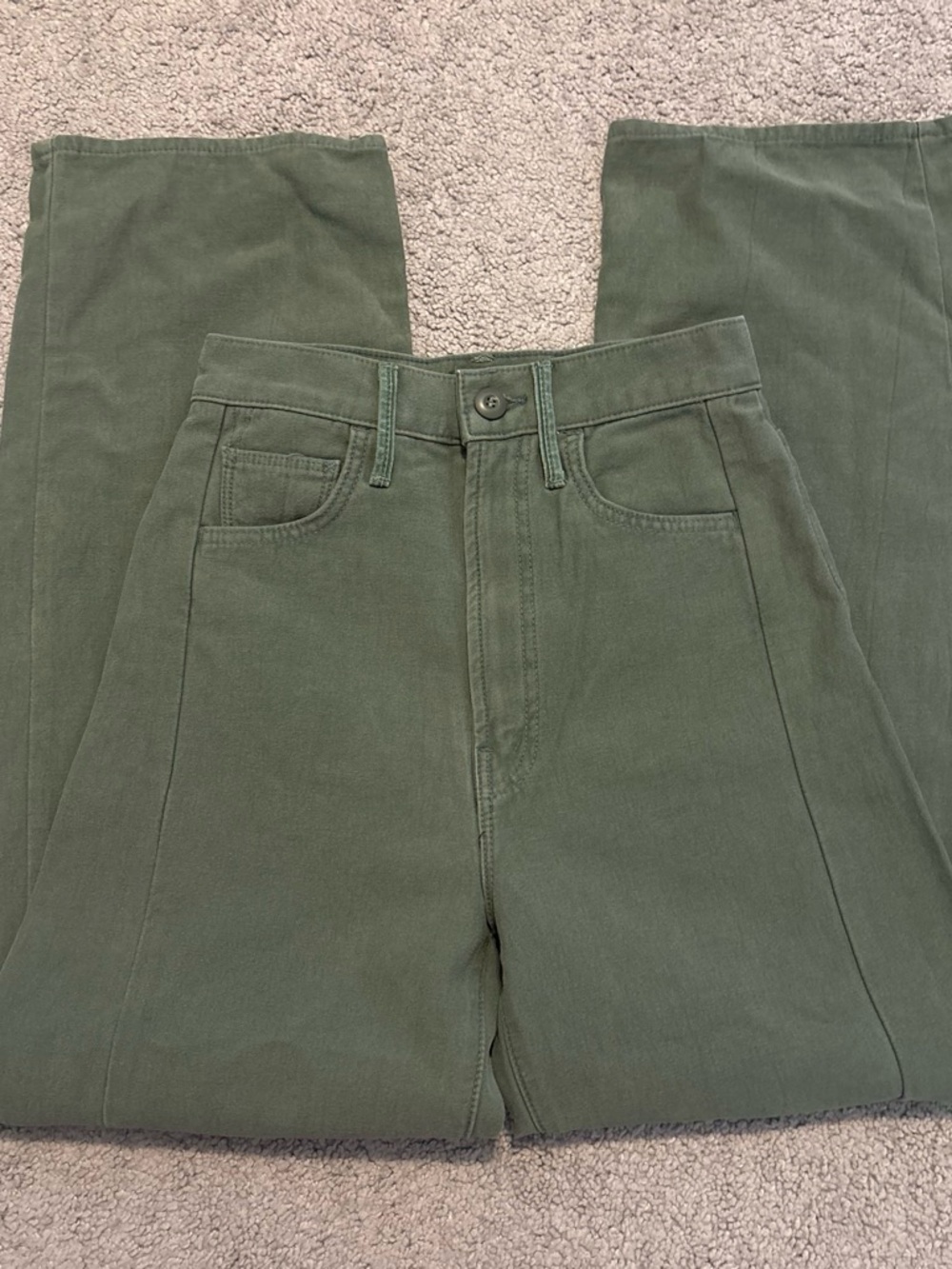Olive Green High-Waist Wide Leg Pants